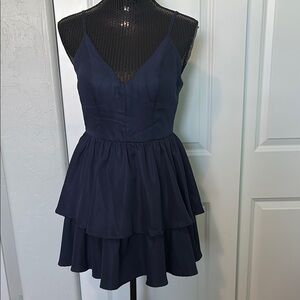Elegant Navy Blue Tiered Dress